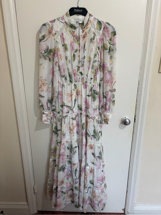 Ever New Dresses & Skirts - Ever New White Floral Maxi Dress with Pink & Green Print